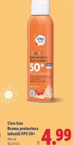 Lidl CIEN SUN Bruma profectora infantil FPS 50+ oferta