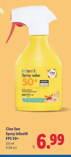 Lidl CIEN SUN Spray infantil FPS 50+ oferta