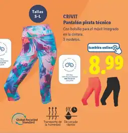 Lidl CRIVIT Pantalón pirata técnico oferta