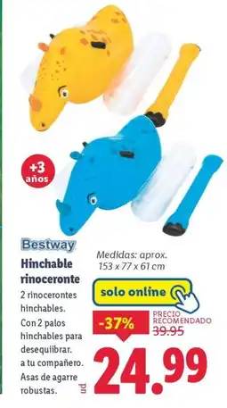 Lidl BESTWAY HInchable rinoceronte oferta