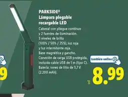 Lidl PARKSIDE Lámpara plegable recargable LED oferta