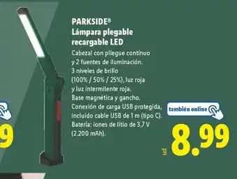 Lidl PARKSIDE Lámpara plegable recargable LED oferta