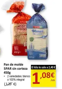 SPAR SPAR Pan de molde sin corteza oferta