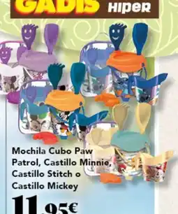 Gadis Mochila Cubo Paw Patrol, Castillo Minnie, Castillo Stitch o Castillo Mickey oferta