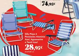 Gadis Silla Playa 4 Posiciones Aluminio Azul, Aguamarina Textil Azul oferta