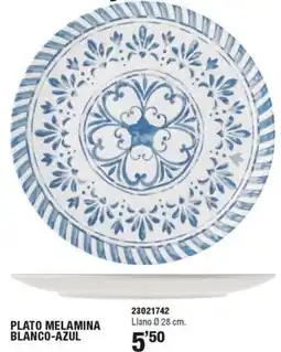 Optimus Plato melamina blanco-azul oferta