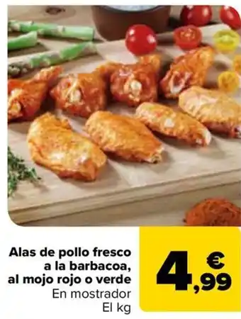 Carrefour Alas de pollo fresco a la barbacoa al mojo rojo o verde oferta