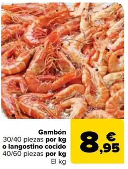 Carrefour Gambón 30/40 piezas por kg o langostino cocido 40/60 piezas oferta