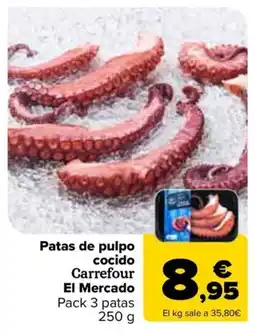Carrefour Patas de pulpo cocido Carrefour El Mercado Pack 3 patas oferta
