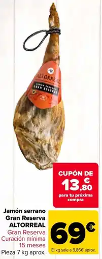 Carrefour ALTORREAL Jamón serrano Gran Reserva oferta