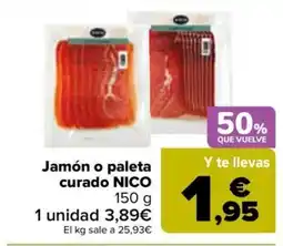 Carrefour NICO Jamón o paleta curado oferta