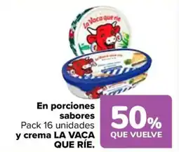 Carrefour LA VACA QUE RÍE En porciones sabores pack 16 unidades y crema oferta