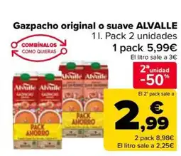 Carrefour ALVALLE Gazpacho original o suave oferta
