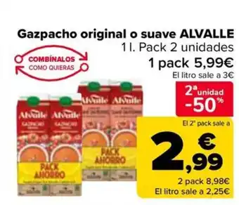 Carrefour ALVALLE Gazpacho original o suave oferta