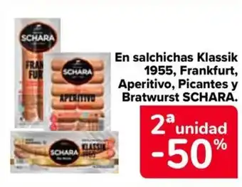 Carrefour SCHARA En salchichas Klassik 1955, Frankfurt, Aperitivo, Picantes y Bratwurst oferta
