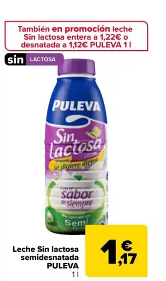Carrefour PULEVA Leche sin lactosa semidesnatada oferta