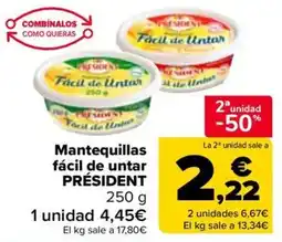 Carrefour PRÉSIDENT Mantequillas fácil de untar oferta