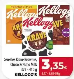 Spar Tenerife Kellogg's - cereales krave brownie, choco & nut o milk oferta