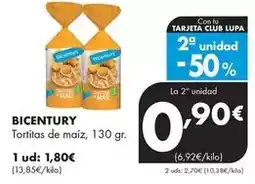 Supermercados Lupa Bicentury - tortitas de maiz oferta