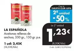 Supermercados Lupa La española - aceitunas rellenas de anchoa oferta