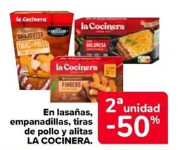 Carrefour LA COCINERA En lasañas, empanadillas, tiras de pollo y alitas oferta
