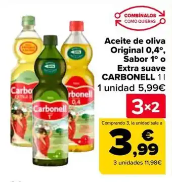 Carrefour CARBONELL Aceite de oliva Original 0,4°, Sabor 1° o Extra suave oferta