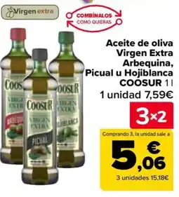 Carrefour COOSUR Aceite de oliva Virgen Extra Arbequina, Picual u Hojiblanca oferta