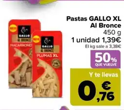 Carrefour GALLO Pastas XL Al Bronce oferta