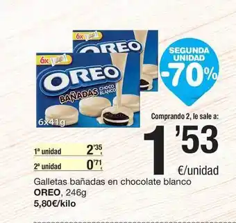 SPAR Fragadis Oreo Galletas Bañadas En Chocolate Blanco 246g oferta