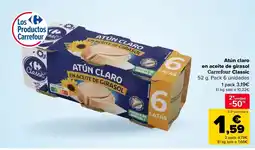 Carrefour Atún claro en aceite de girasol Carrefour Classic oferta
