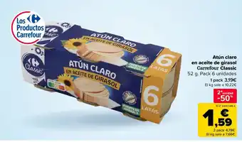 Carrefour Atún claro en aceite de girasol Carrefour Classic oferta