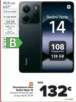 Carrefour Xiaomi - smartphone libre redmi note 14 oferta