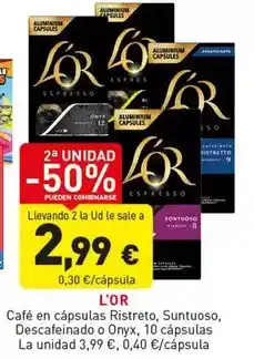 Hiperber L'or - café en cápsulas ristreto, suntuoso, descafeinado o onyx oferta