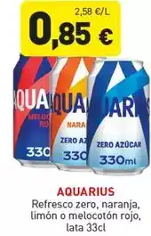 Hiperber Aquarius - refresco zero, naranja, limón o melocotón rojo oferta