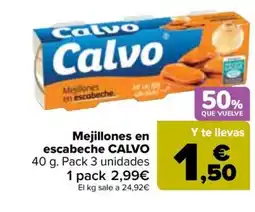 Carrefour CALVO Mejillones en escabeche oferta