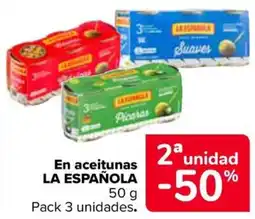 Carrefour LA ESPAÑOLA En aceitunas oferta
