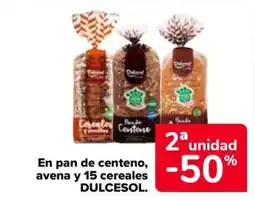 Carrefour DULCESOL En pan de centeno, avena y 15 cereales oferta