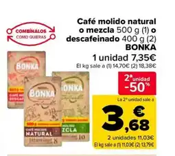 Carrefour BONKA Café molido natural o mezcla o descafeinado oferta