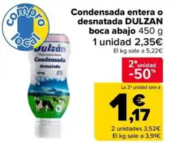 Carrefour DULZAN Condensada entera o desnatada boca abajo oferta