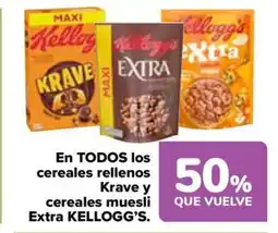 Carrefour KELLOGG'S En todos los cereales rellenos krave y cereales muesli extra oferta