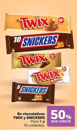 Carrefour TWIX y SNICKERS En chocolatinas oferta
