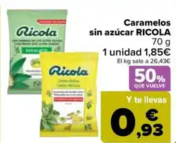 Carrefour RICOLA Caramelos sin azúcar oferta