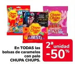 Carrefour CHUPA CHUPS En todas las bolsas de caramelos con palo oferta