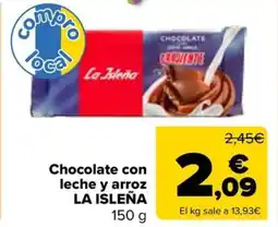 Carrefour LA ISLEÑA Chocolate con leche y arroz oferta