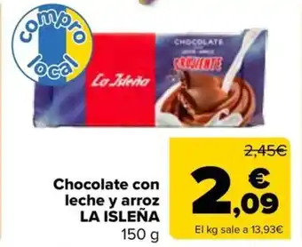 Carrefour LA ISLEÑA Chocolate con leche y arroz oferta