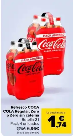 Carrefour COCA COLA Refresco Regular, Zero o Zero sin cafeina oferta