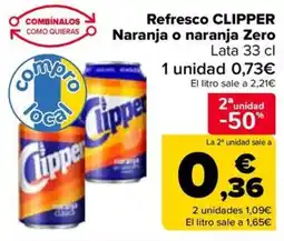 Carrefour CLIPPER Refresco Naranja o naranja Zero oferta