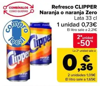 Carrefour CLIPPER Refresco Naranja o naranja Zero oferta