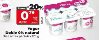 Dia Dia lactea - yogur doble 0% natural oferta