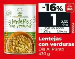 Dia Dia al punto - lentejas con verduras 430 g oferta